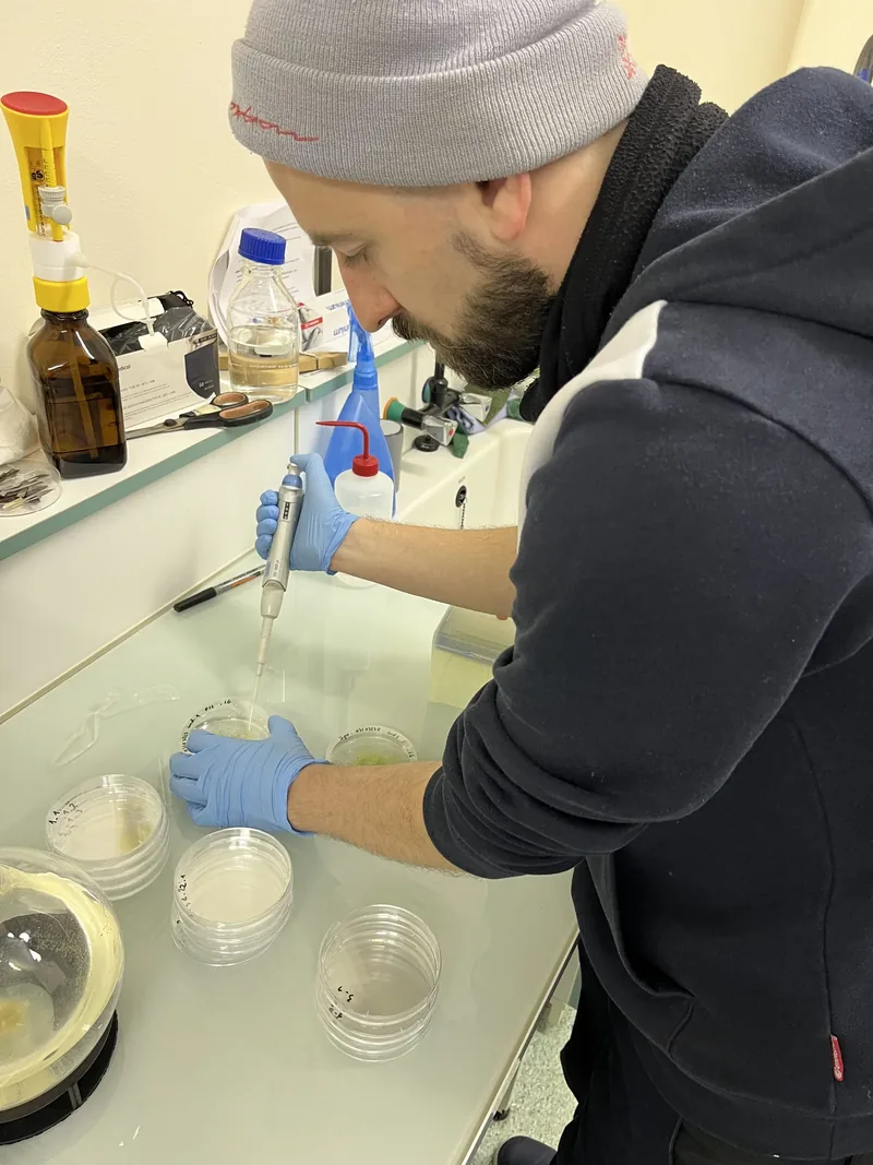 A man at work in a laboratory.