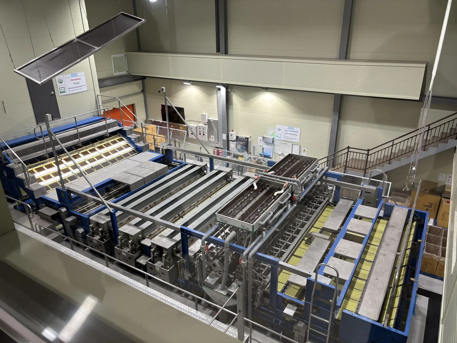 Inside a large factory.
