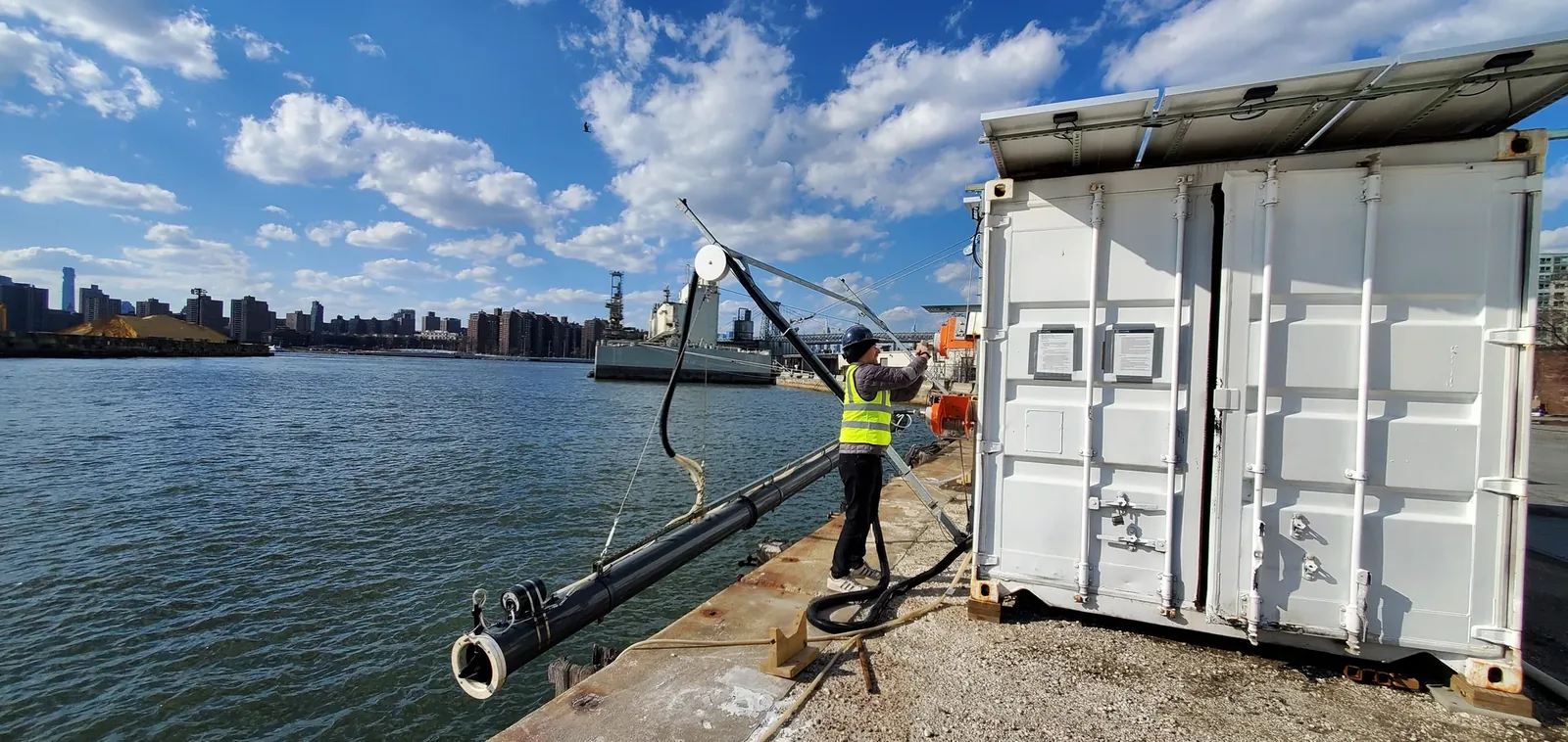 Engineers checking the carbon capture system deployed in New York City.