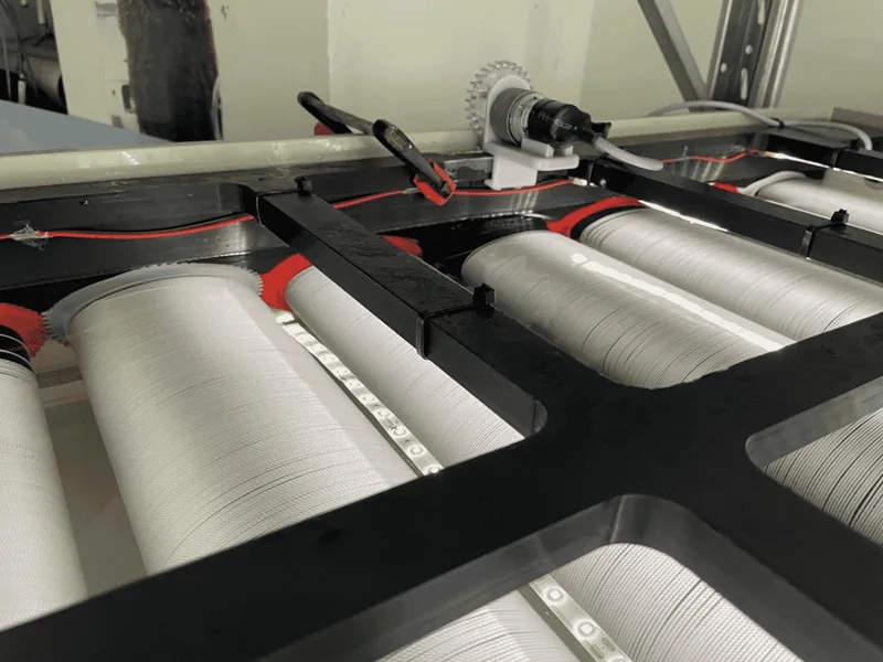Seeding rope in a seaweed hatchery.