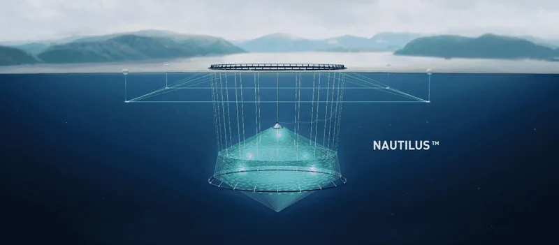 Diagram of a submersible fish pen.